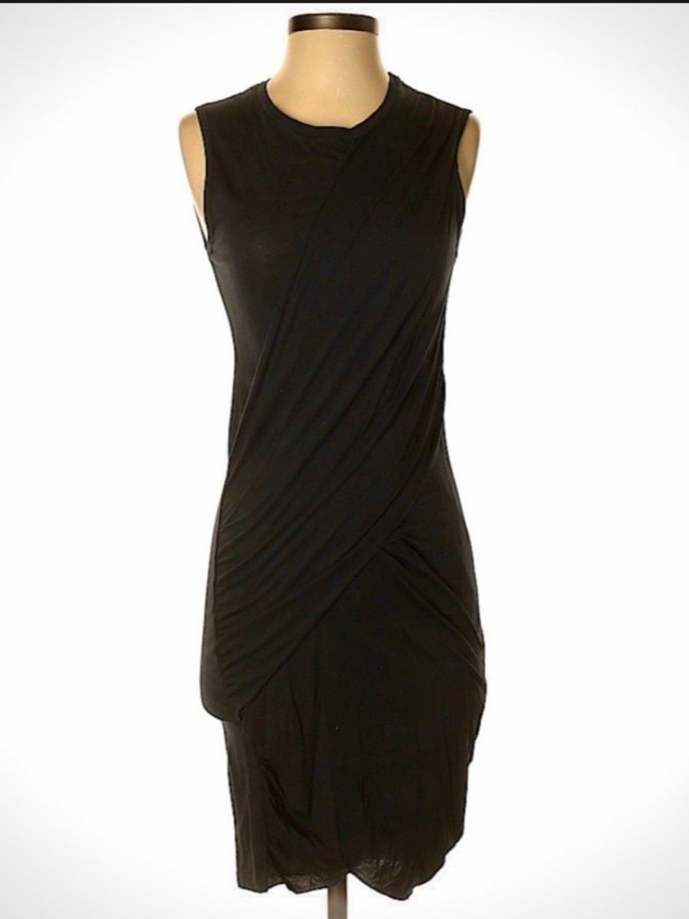 Anthropologie Stateside Black Draped Supima Cotton Midi Dress | Size S